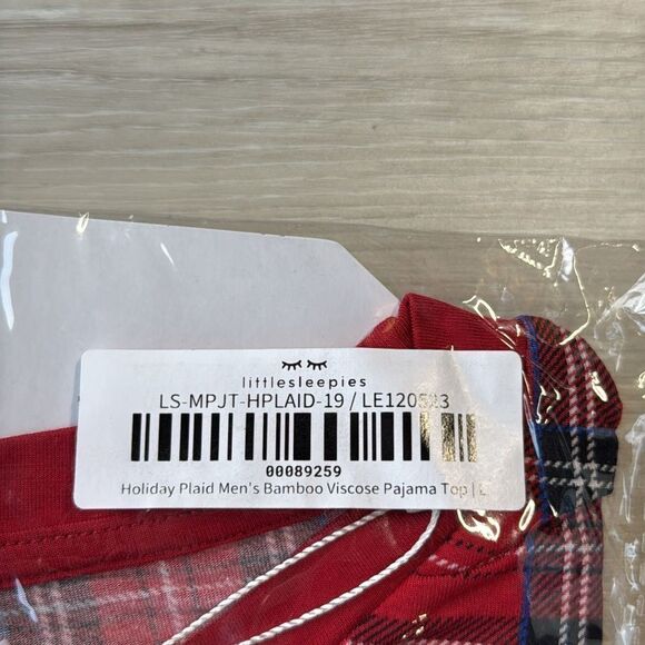 Little Sleepies The Holiday Plaid Men's Pajama Top Lunaluxe™ Bamboo L NWT in pkg - Picture 5 of 5